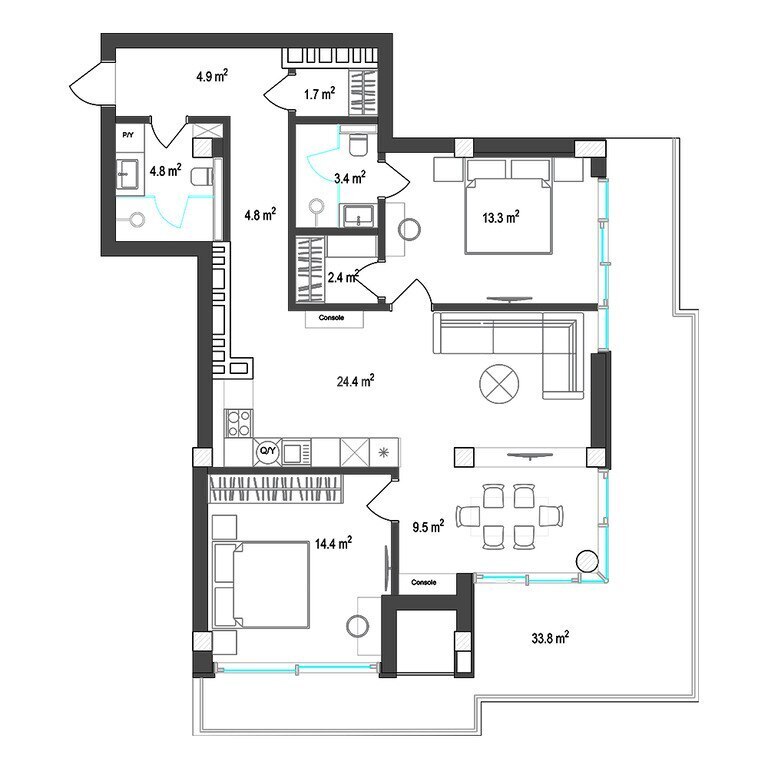 3 otaqlı yeni tikili - Sea Breeze q. - 133.4 m² (11)