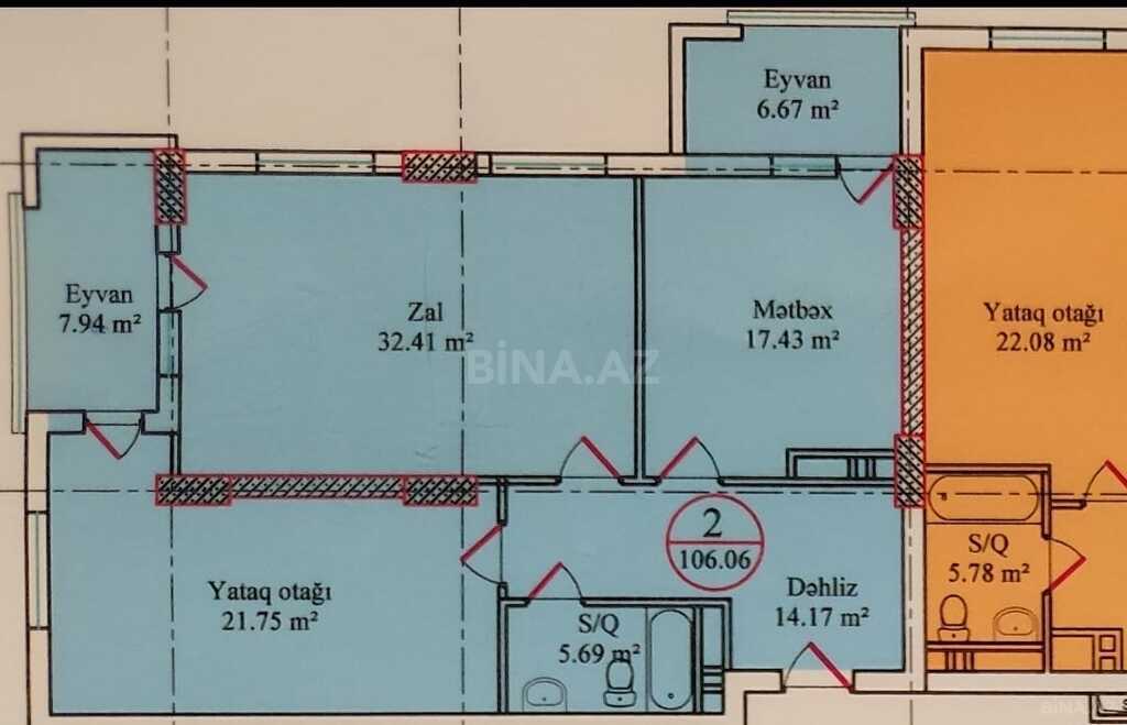 3 otaqlı yeni tikili - Nərimanov r. - 106 m² (9)