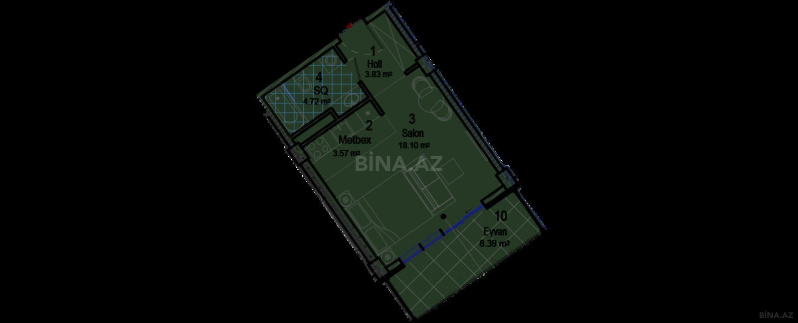1 otaqlı yeni tikili - Nardaran q. - 43.6 m² (8)