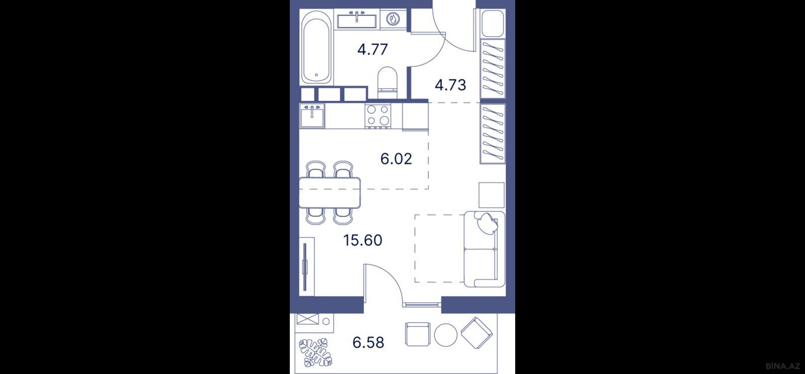 1 otaqlı yeni tikili - Nardaran q. - 43.1 m² (7)