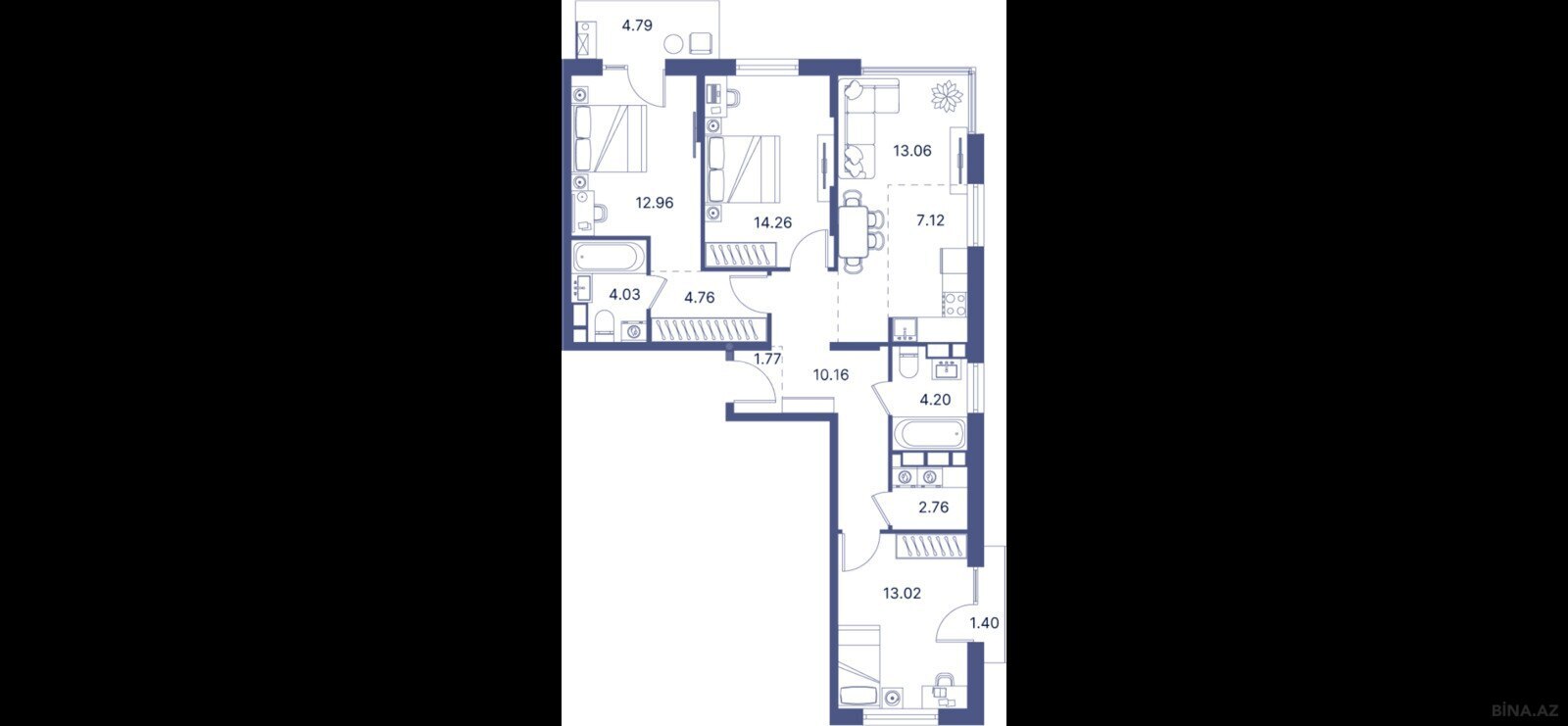 4 otaqlı yeni tikili - Nardaran q. - 113 m² (7)