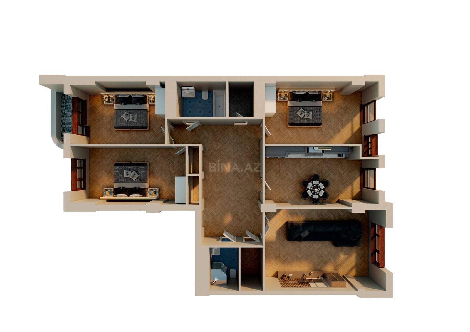4 otaqlı yeni tikili - Elmlər Akademiyası m. - 147.8 m² (7)