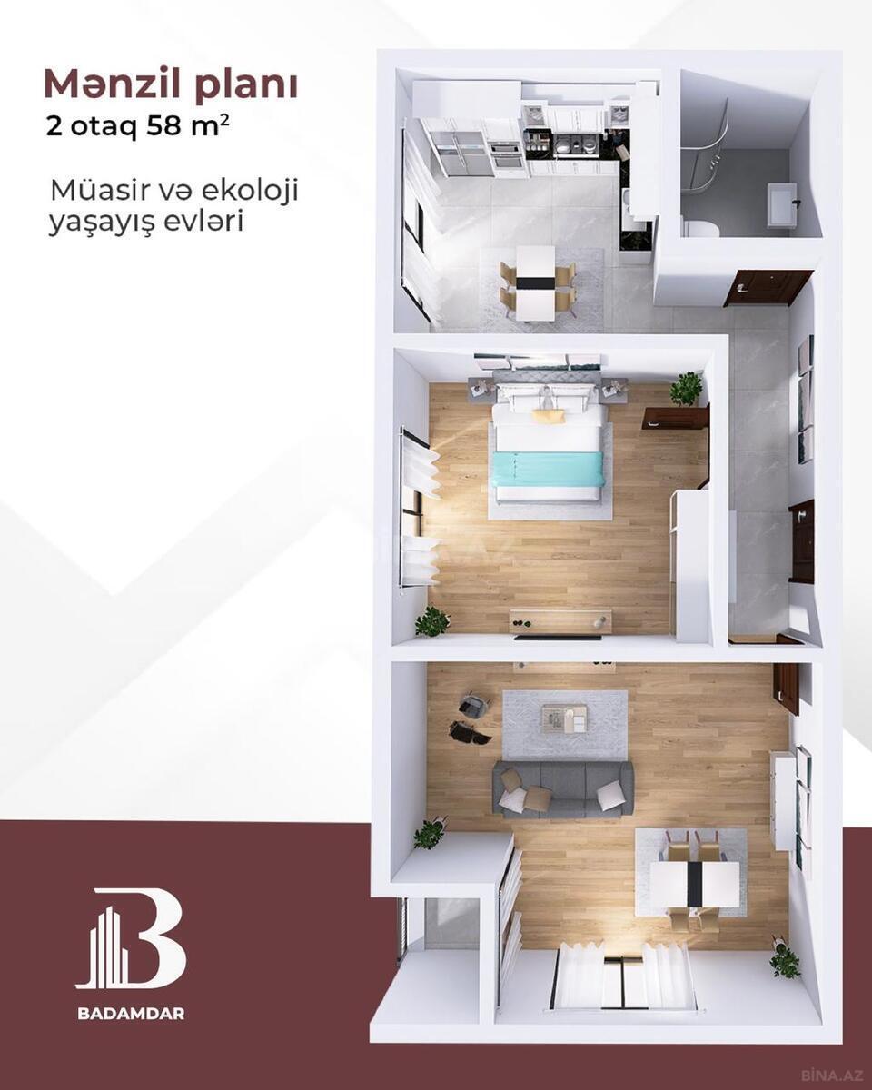 2-комн. новостройка - пос. Бадамдар - 58 м² (10)