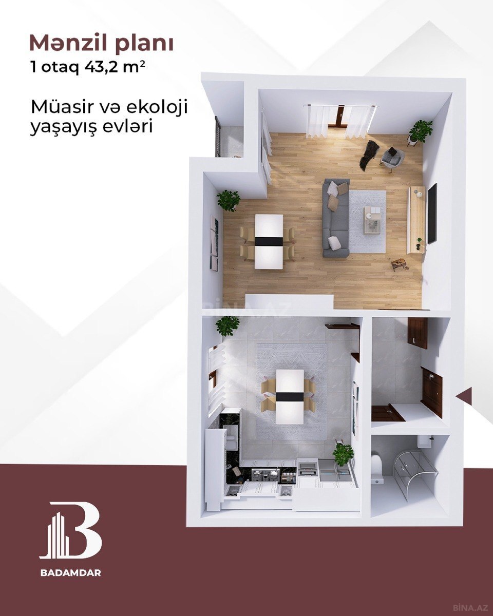 3-комн. новостройка - пос. Бадамдар - 82.2 м² (8)