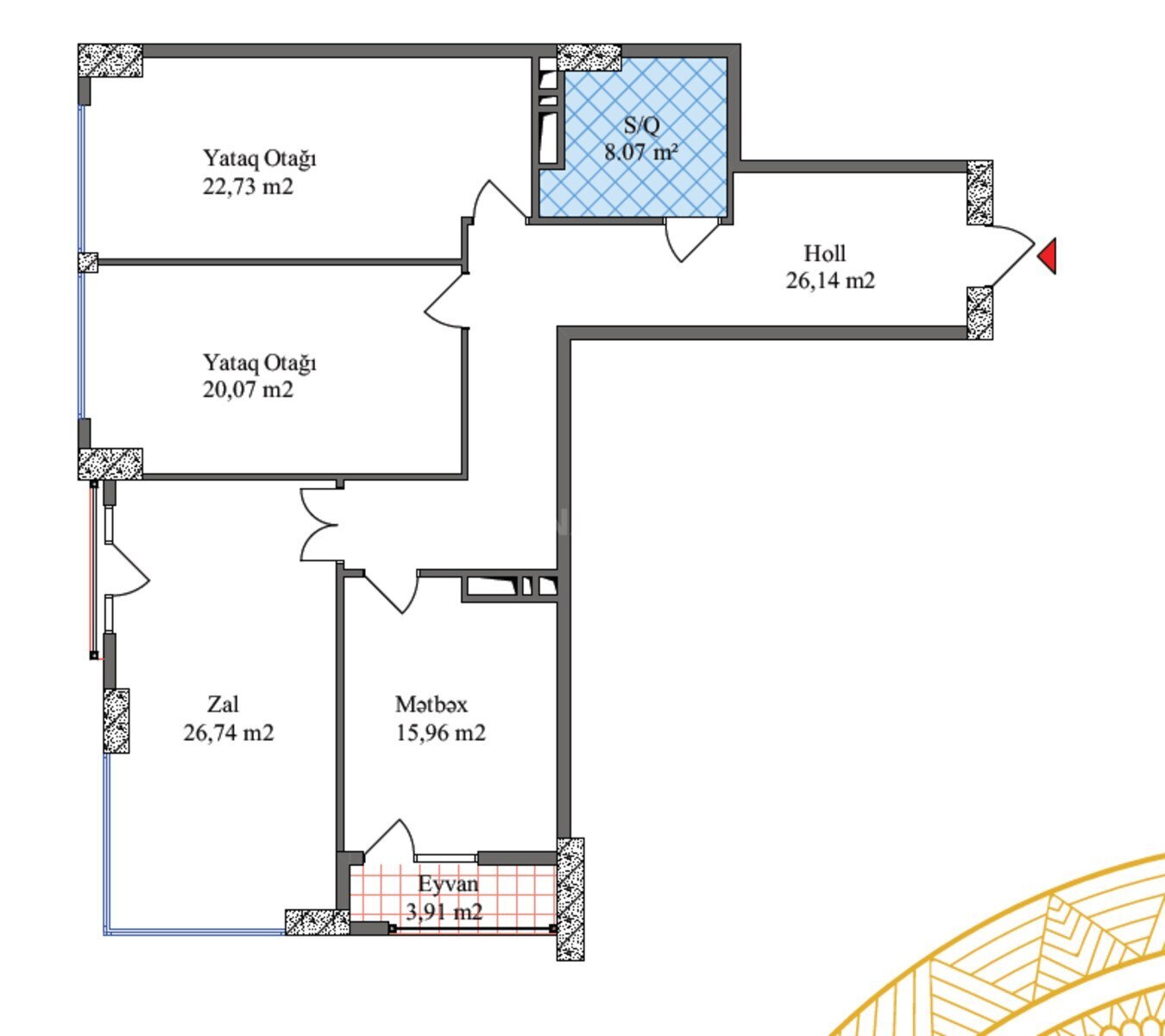 3 otaqlı yeni tikili - 28 May m. - 124.1 m² (4)