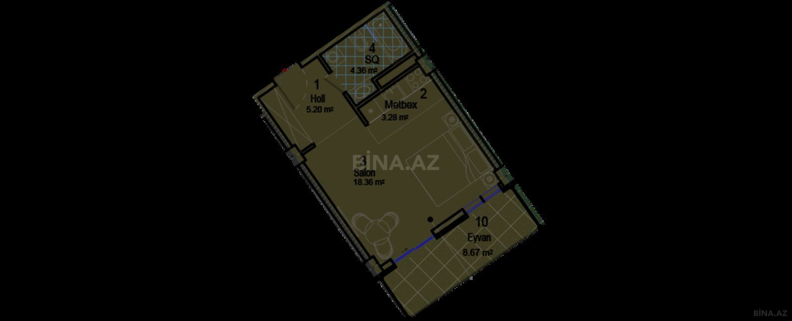 1 otaqlı yeni tikili - Nardaran q. - 44.7 m² (8)