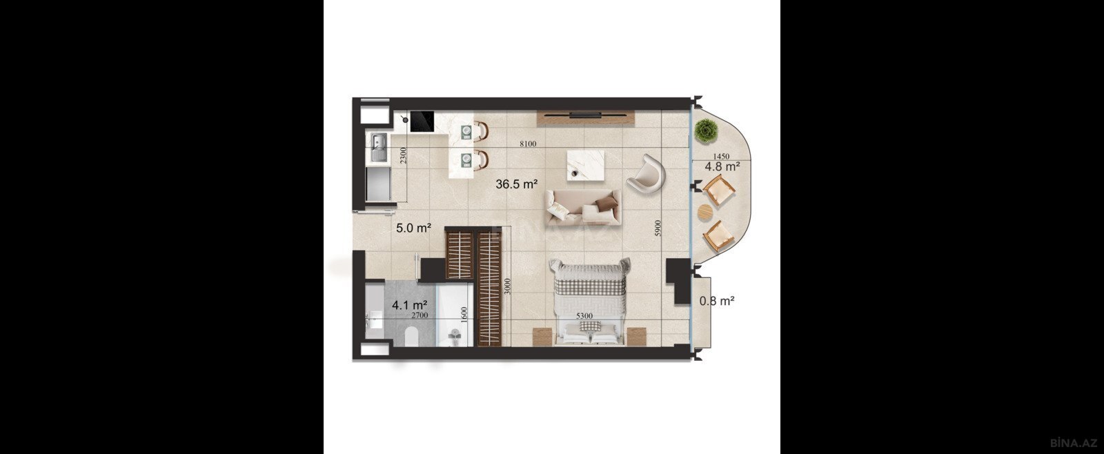 1 otaqlı yeni tikili - Nardaran q. - 57.9 m² (8)