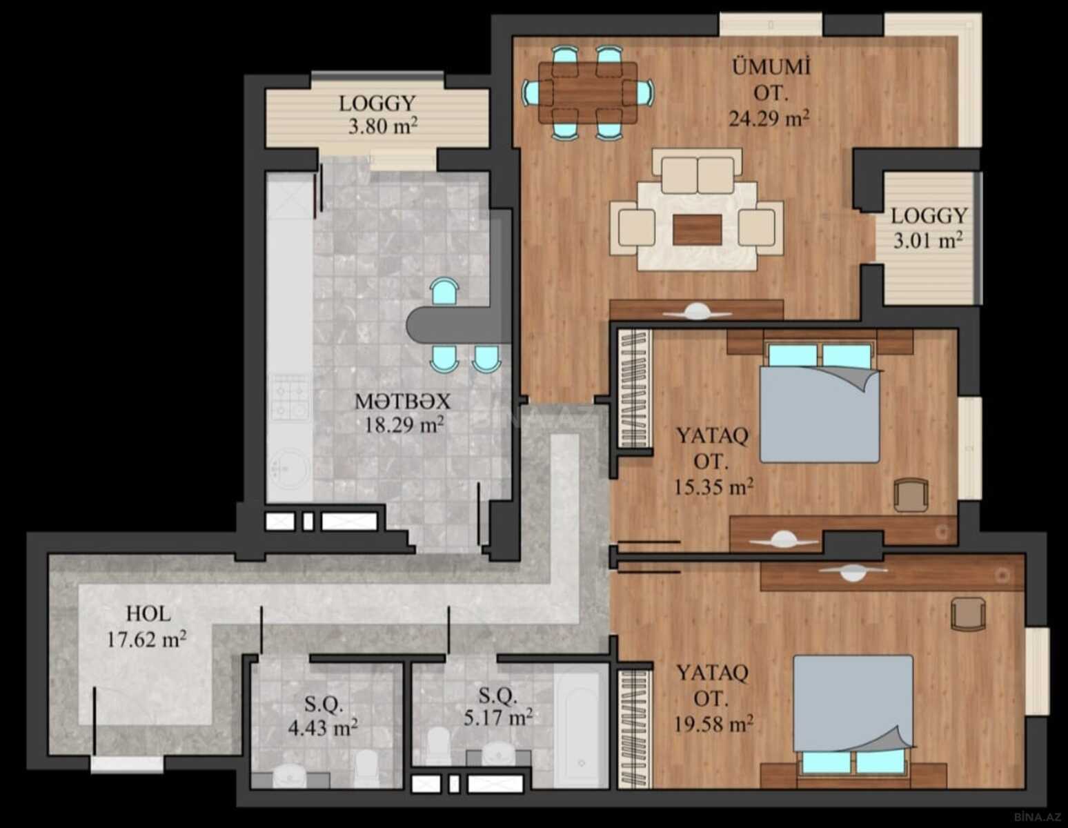 3-комн. новостройка - м. Ази Асланов - 111.6 м² (2)