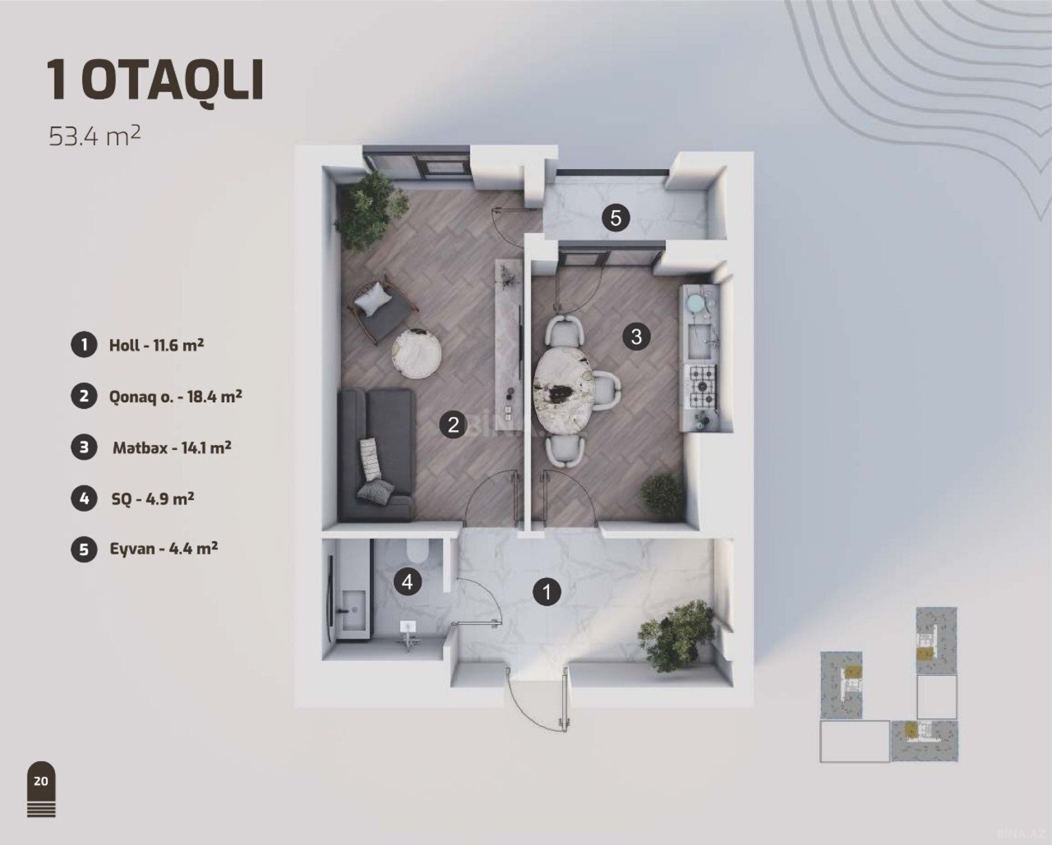 1 otaqlı yeni tikili - Nəriman Nərimanov m. - 53.4 m² (2)