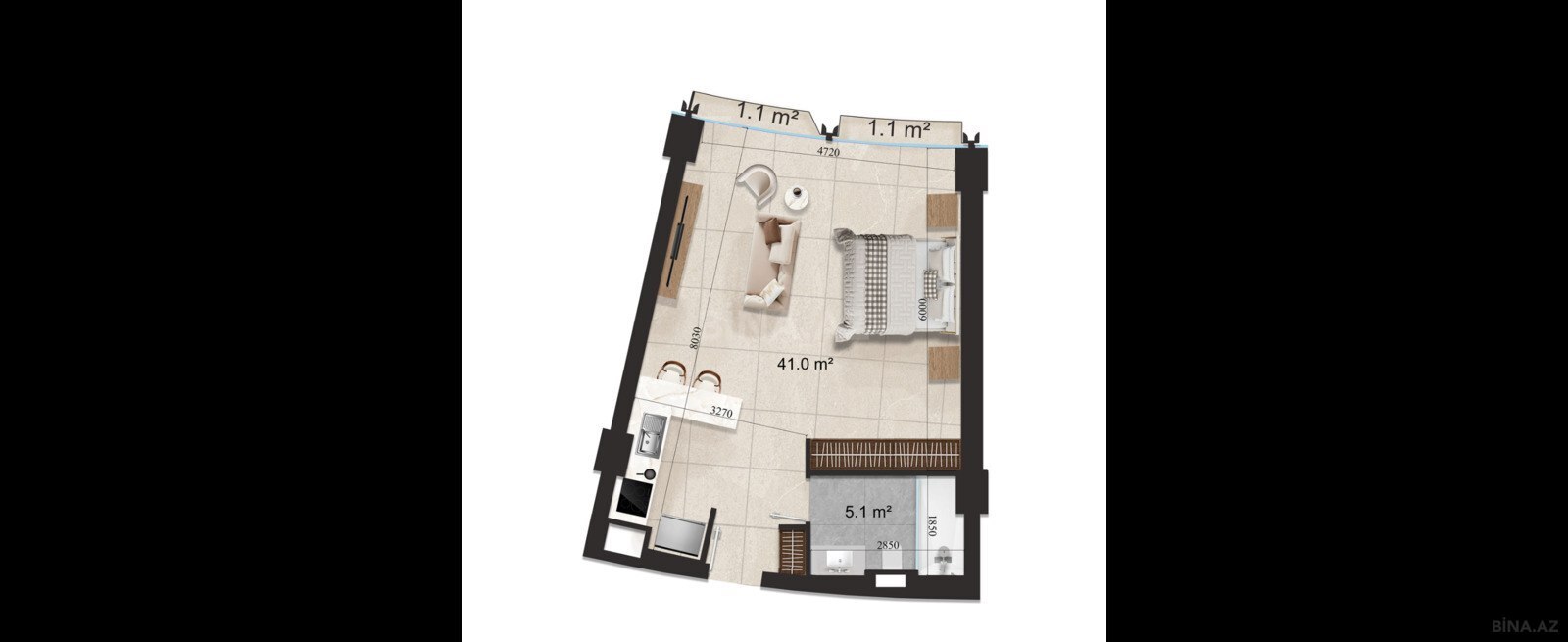1 otaqlı yeni tikili - Nardaran q. - 54.7 m² (8)