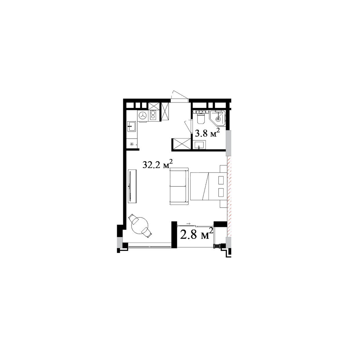 1 otaqlı yeni tikili - Nardaran q. - 46.6 m² (6)