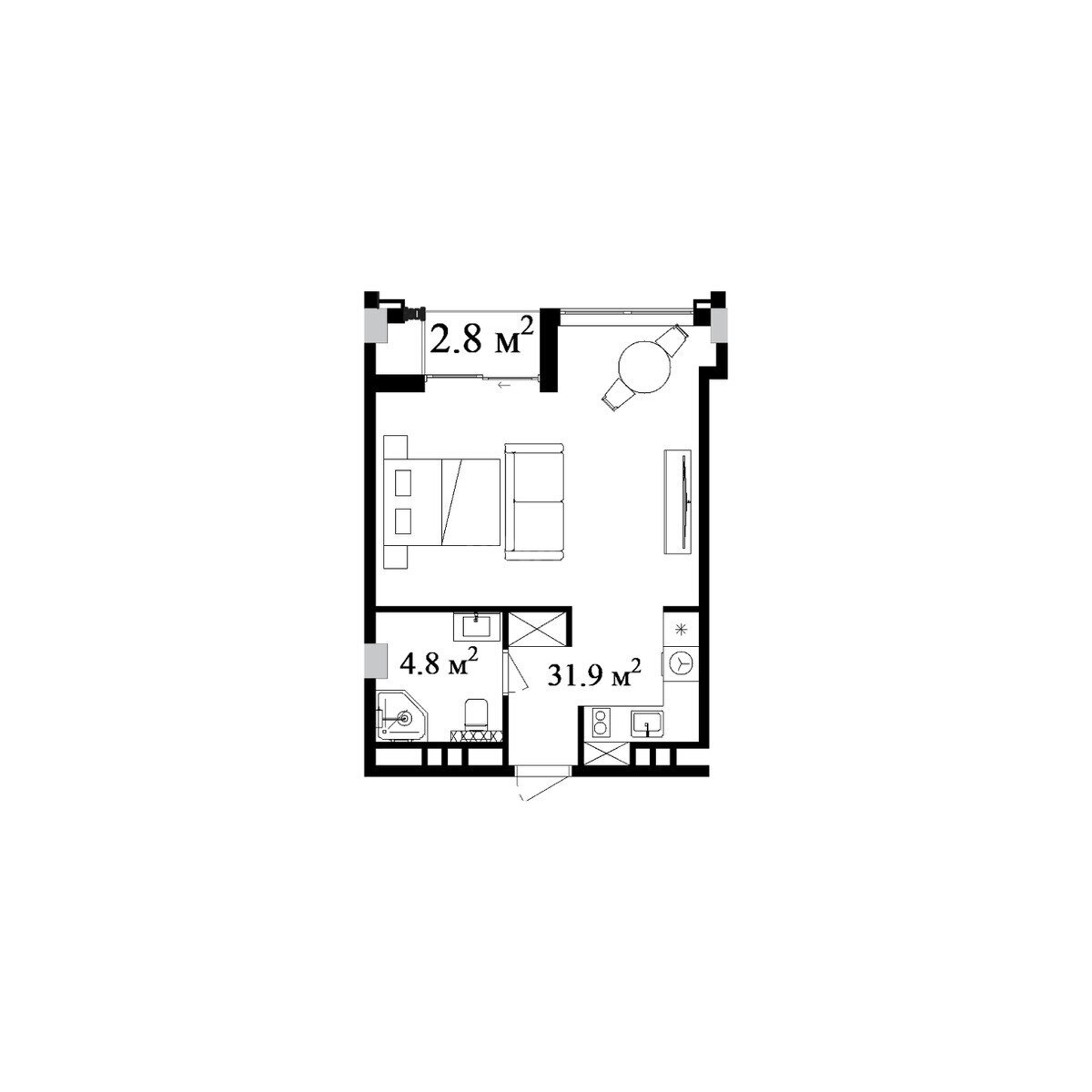 1 otaqlı yeni tikili - Nardaran q. - 47.5 m² (6)