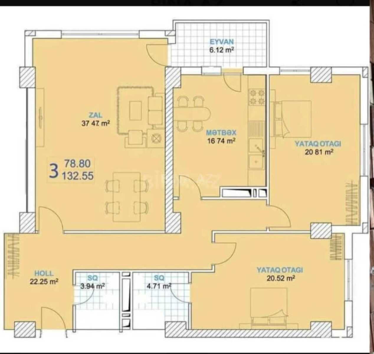 3-комн. новостройка - м. Нариман Нариманов - 135 м² (8)