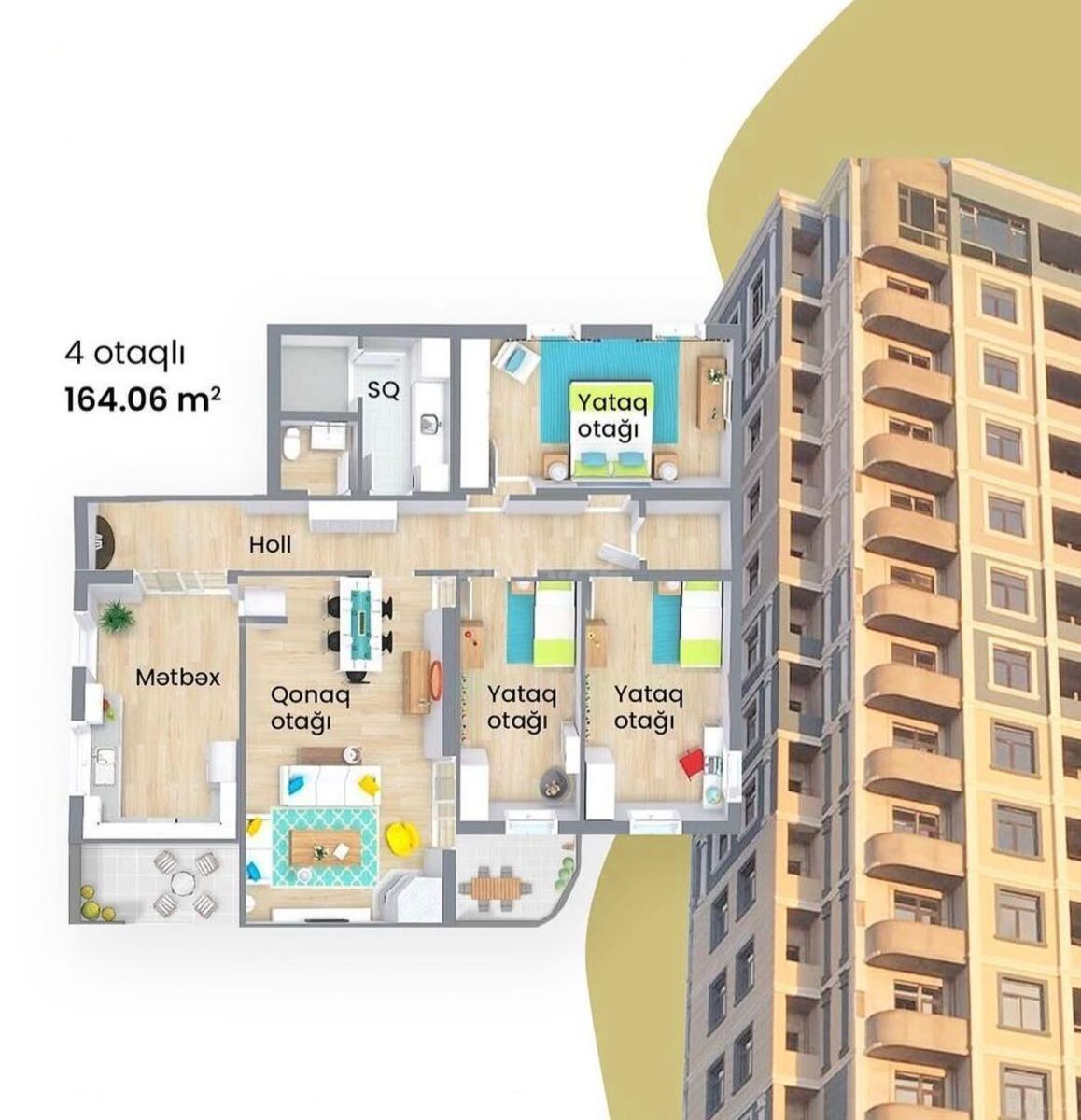 4-комн. новостройка - Насиминский  р. - 165 м² (2)