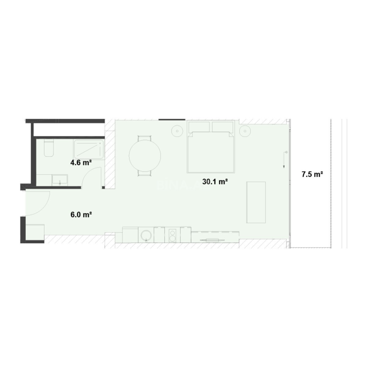 1 otaqlı yeni tikili - Sea Breeze q. - 56.7 m² (5)