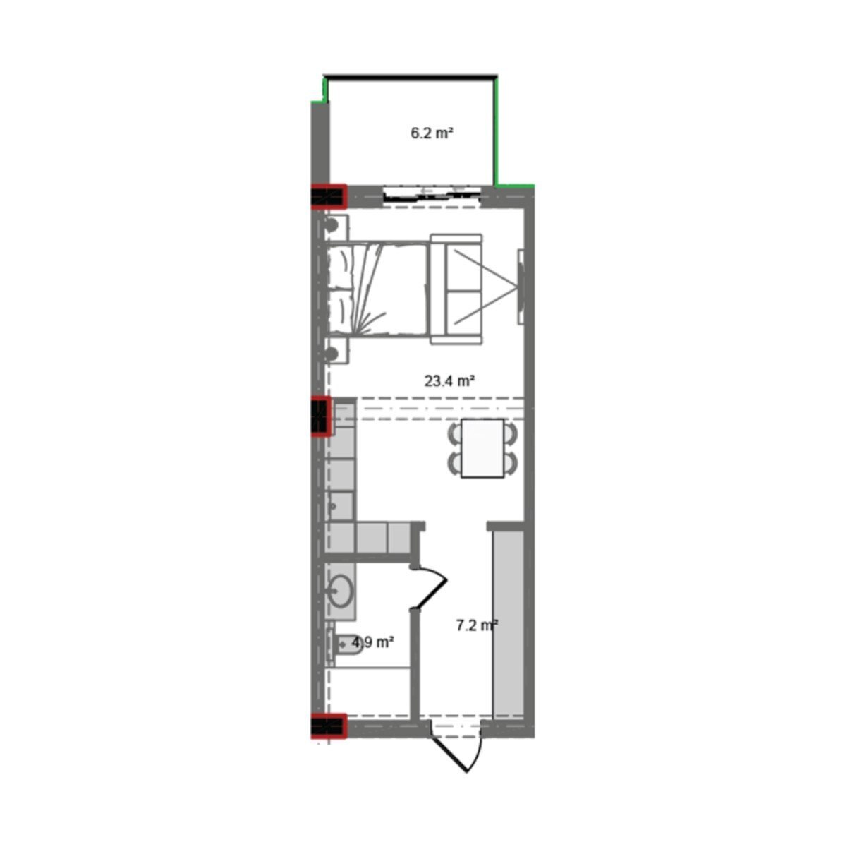 1 otaqlı yeni tikili - Nardaran q. - 50.1 m² (7)