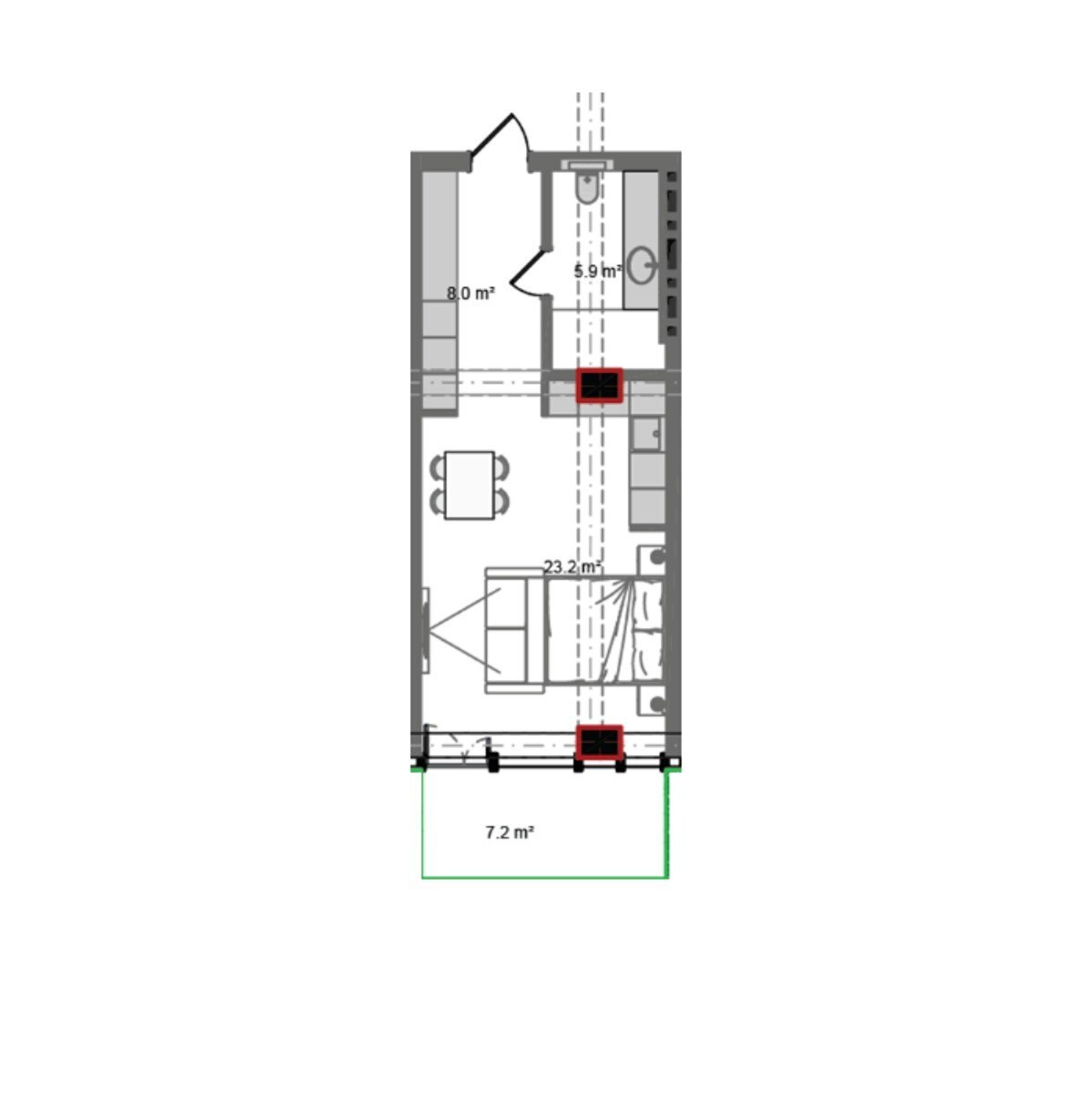 1 otaqlı yeni tikili - Nardaran q. - 51.4 m² (7)