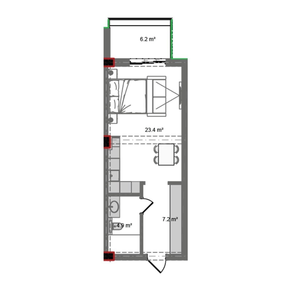 1 otaqlı yeni tikili - Nardaran q. - 50.1 m² (7)