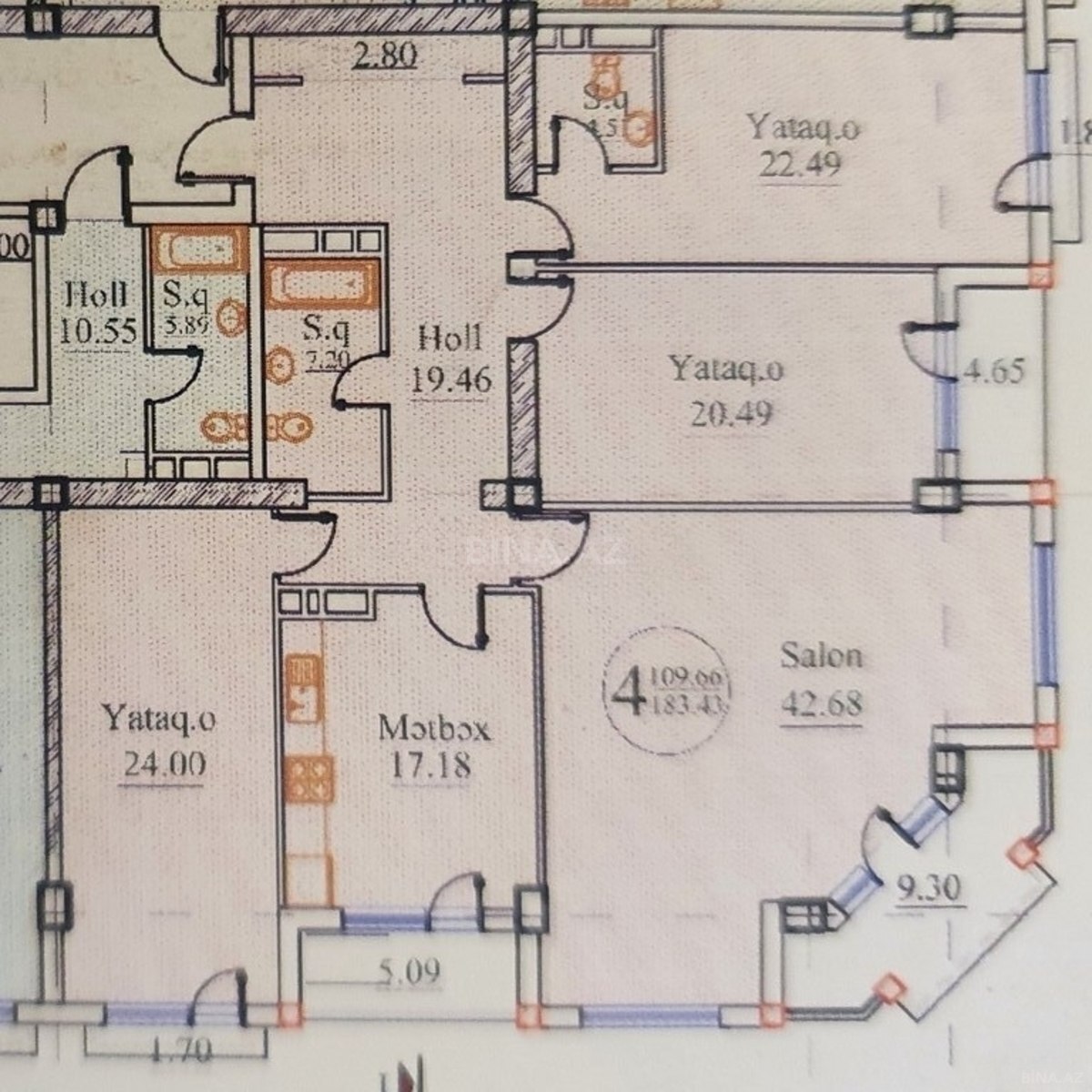 4 otaqlı yeni tikili - 28 May m. - 185 m² (2)