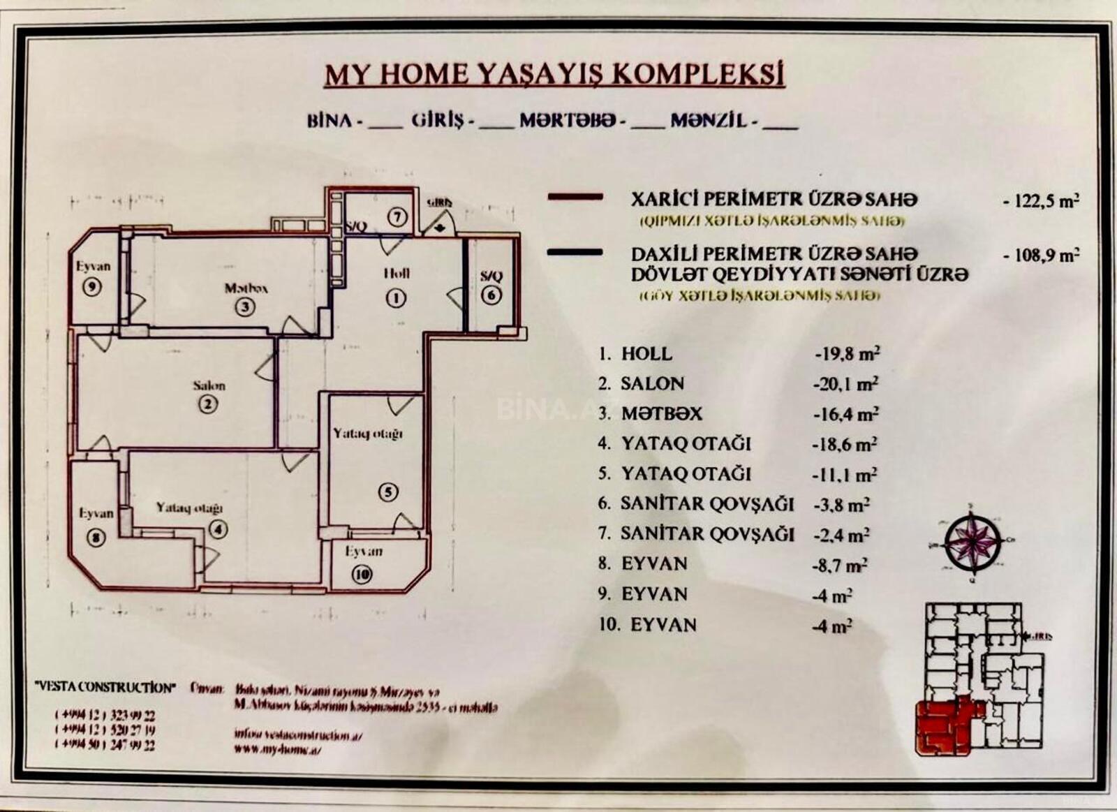 3-комн. новостройка - м. Кара Караев - 123 м² (15)