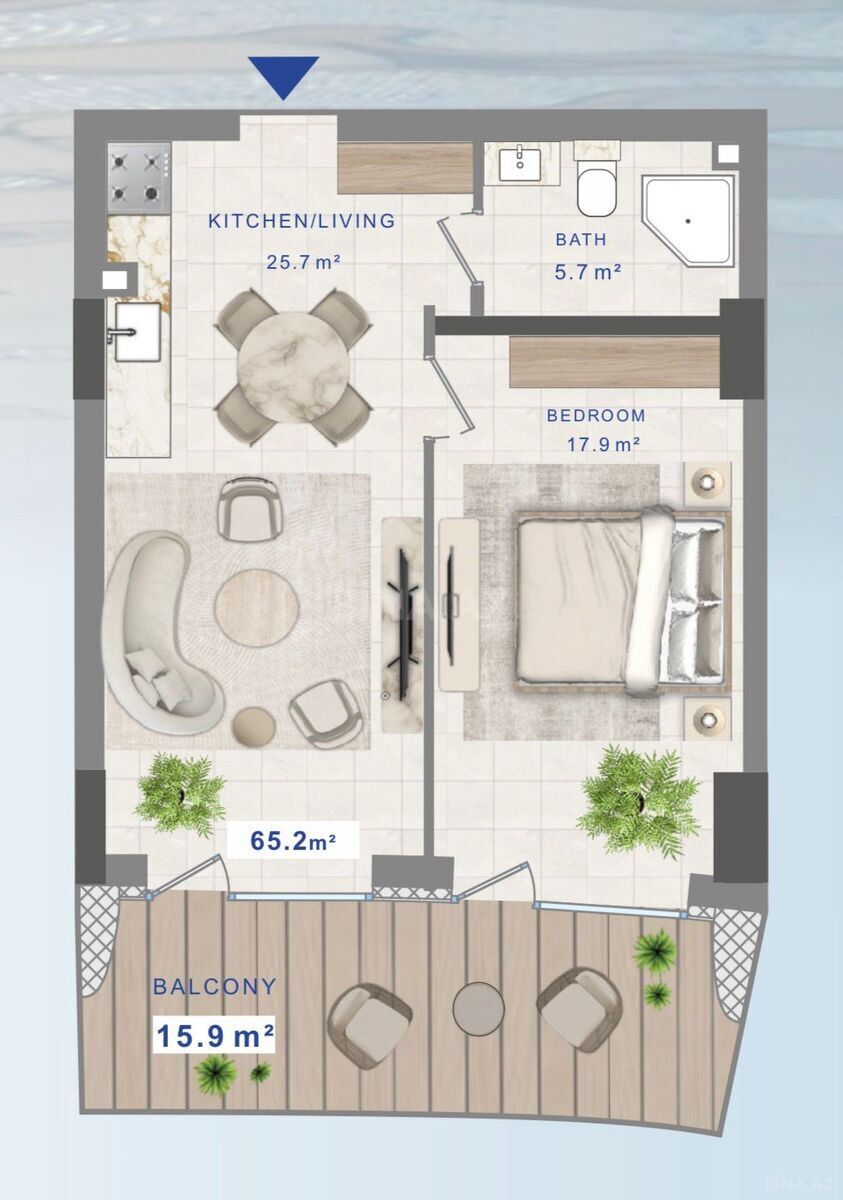 1 otaqlı yeni tikili - Nardaran q. - 65.2 m² (1)