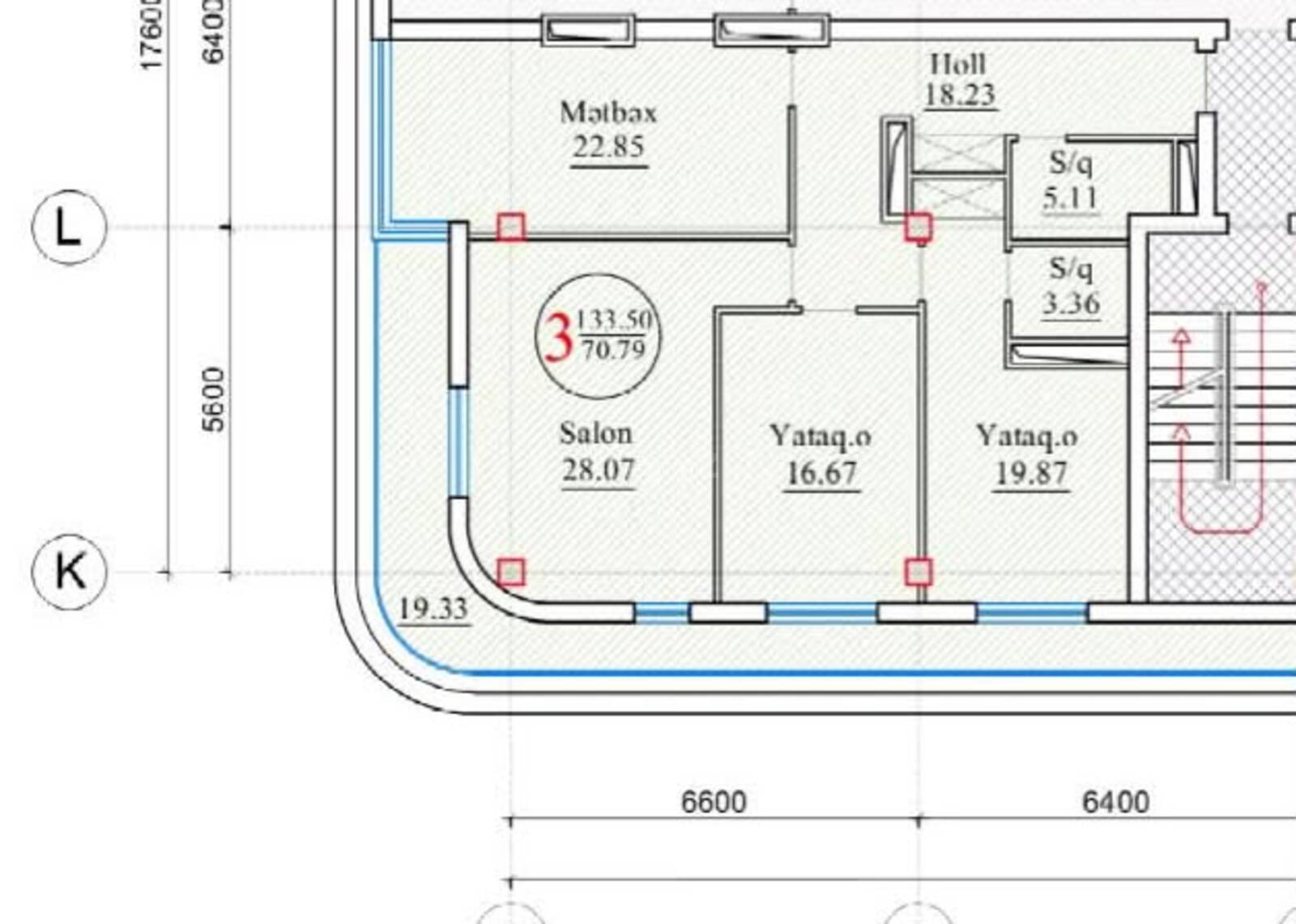 3 otaqlı Yeni tikili, Nəsimi r., Bakı
