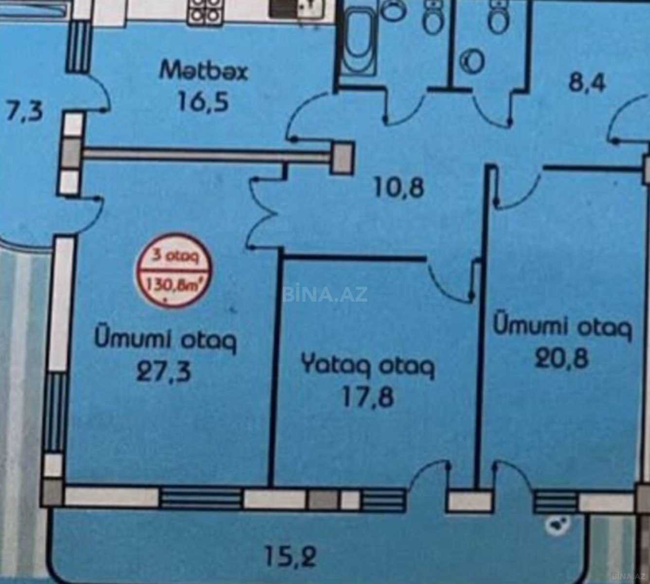 3 otaqlı Yeni tikili, Yeni Yasamal q., Bakı