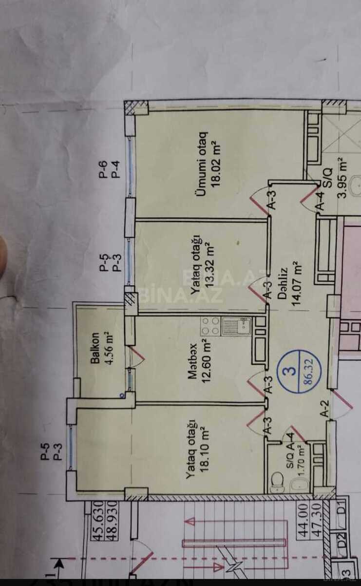 3 otaqlı Yeni tikili, Qara Qarayev m., Bakı