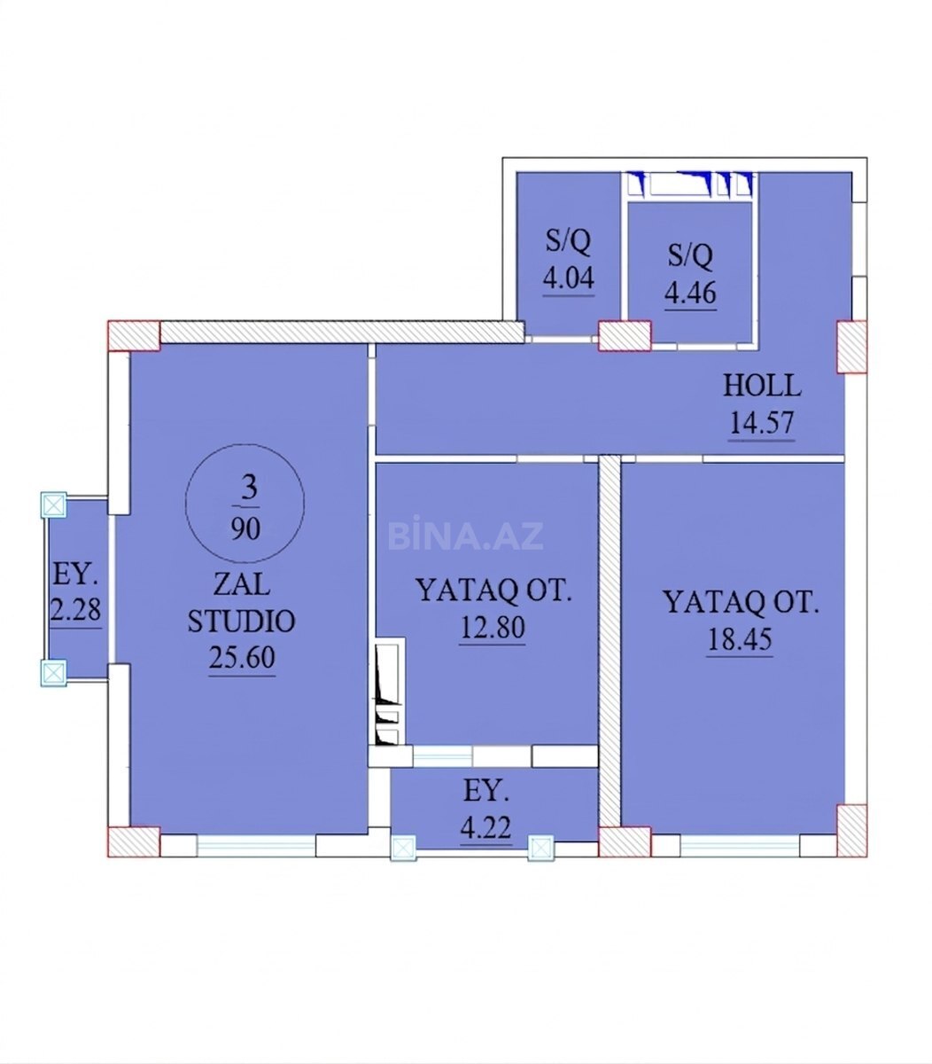 3 otaqlı Yeni tikili, 28 May m., Bakı