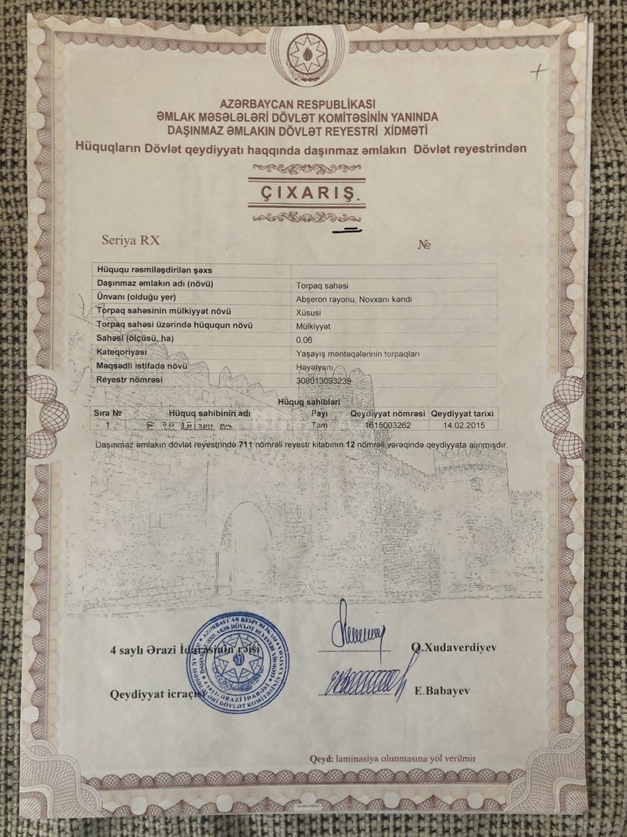 Torpaq Novxanı q., Bakı
