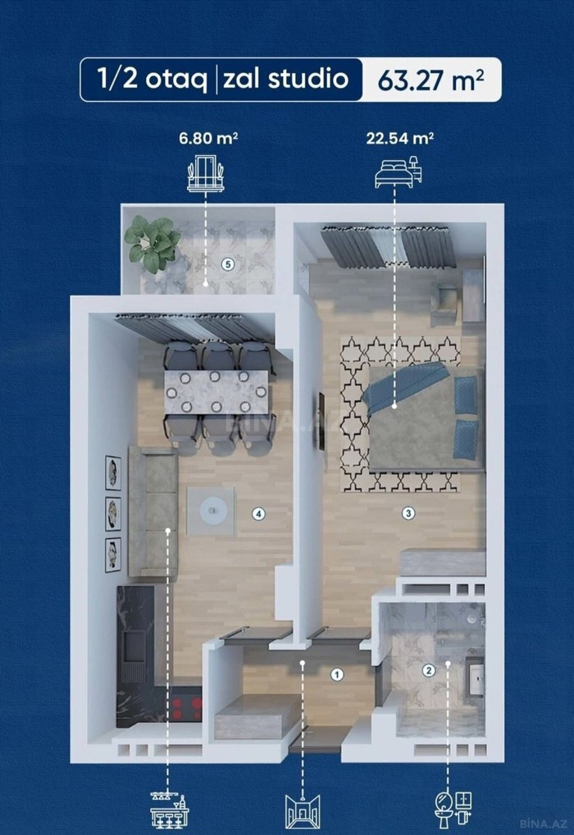 2 otaqlı Yeni tikili, Koroğlu m., Bakı