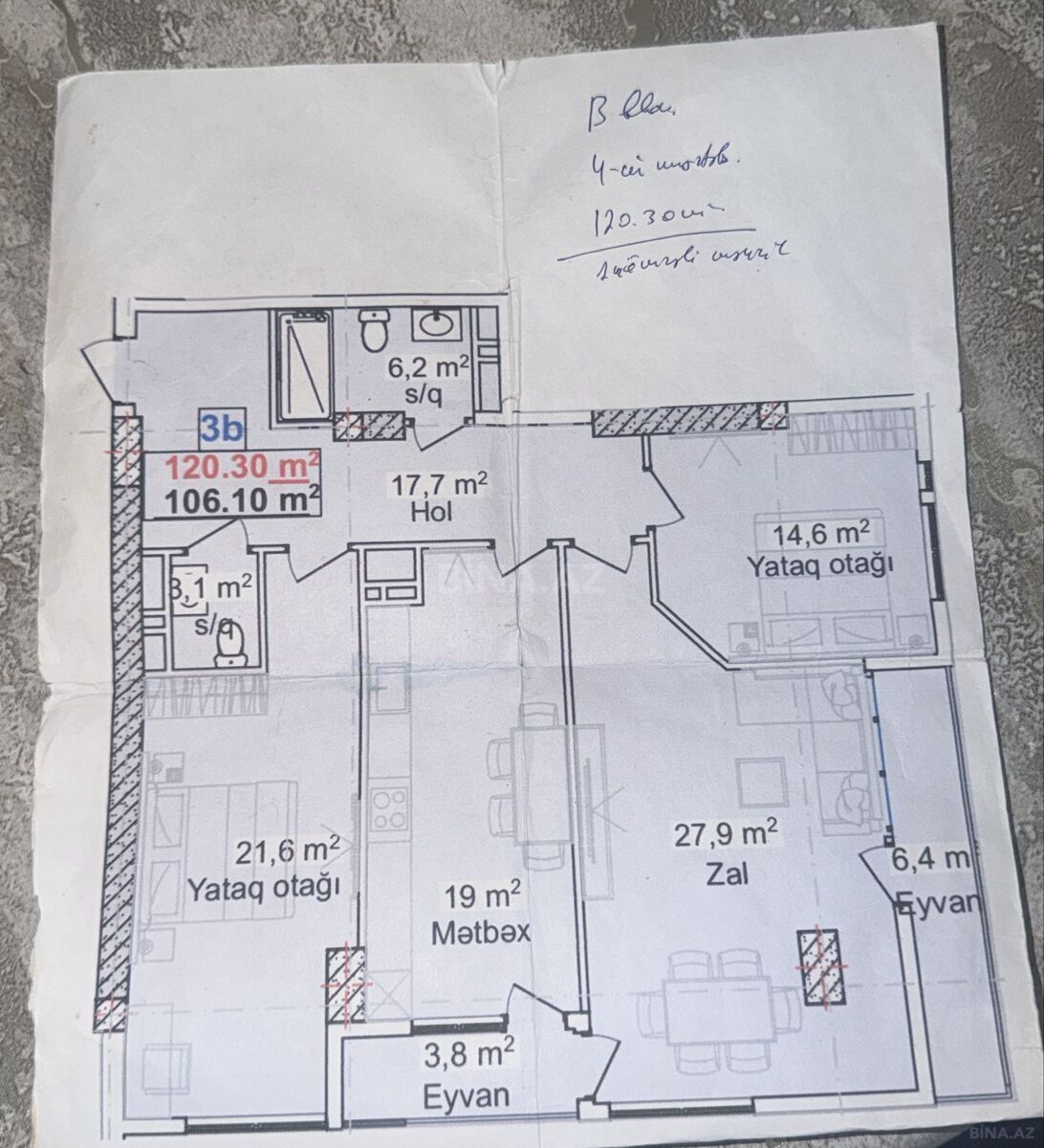 3 otaqlı Yeni tikili, 20 Yanvar m., Bakı