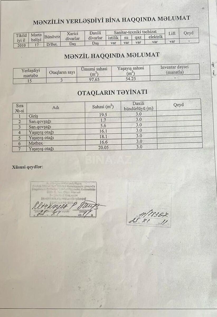 3 otaqlı Yeni tikili, Həzi Aslanov m., Bakı