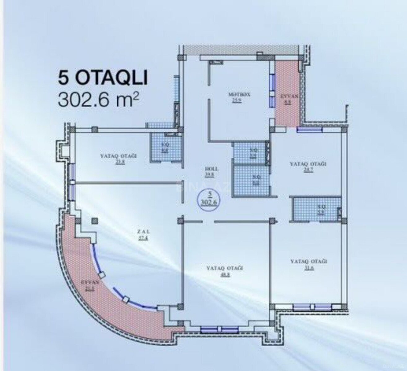 5 otaqlı Yeni tikili, Sahil m., Bakı