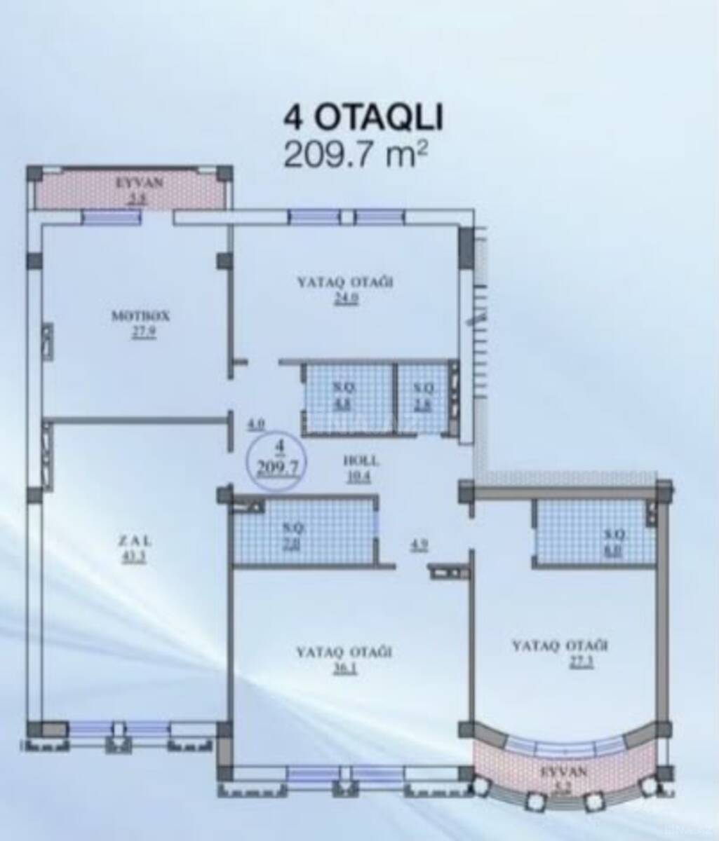4 otaqlı Yeni tikili, Sahil m., Bakı