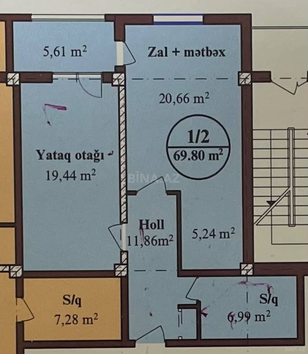 2 otaqlı Yeni tikili, Qara Qarayev m., Bakı
