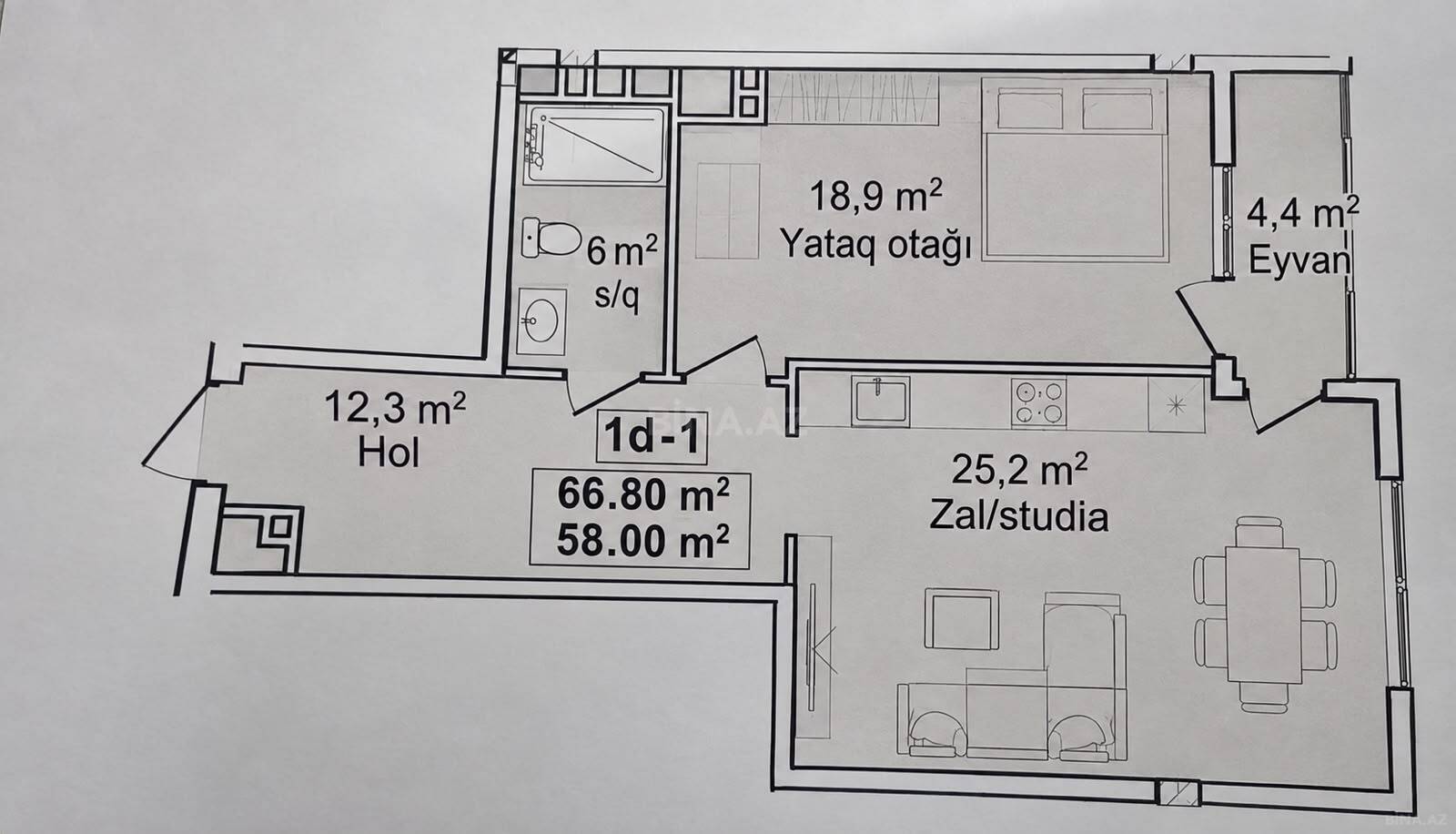 2 otaqlı Yeni tikili, 20 Yanvar m., Bakı