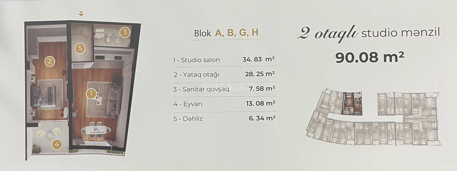 2 otaqlı Yeni tikili, Biləcəri q., Bakı