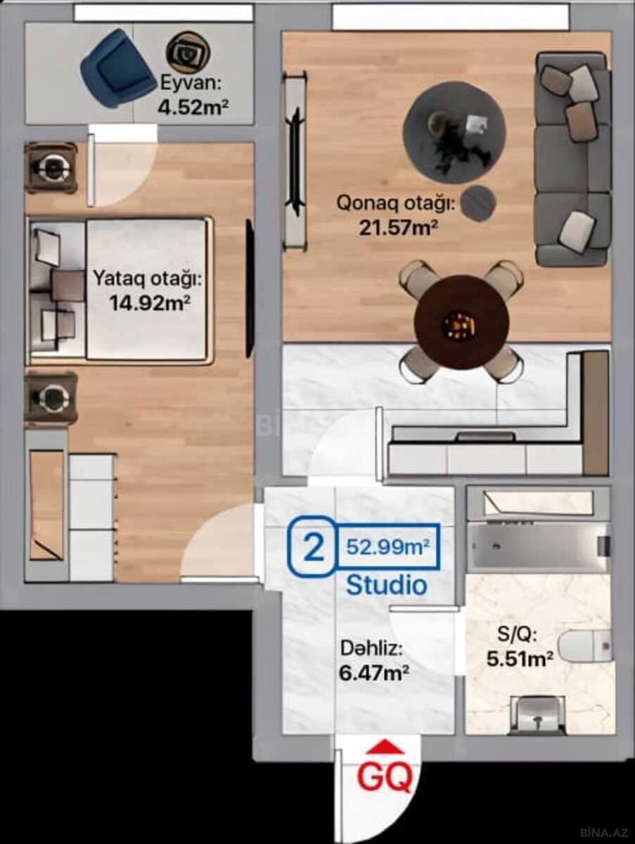2 otaqlı Yeni tikili, Xırdalan