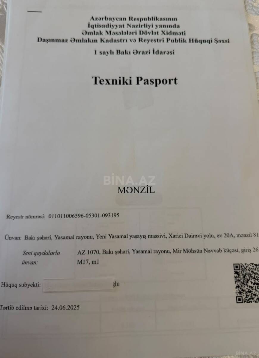 2 otaqlı Yeni tikili, Yeni Yasamal q., Bakı