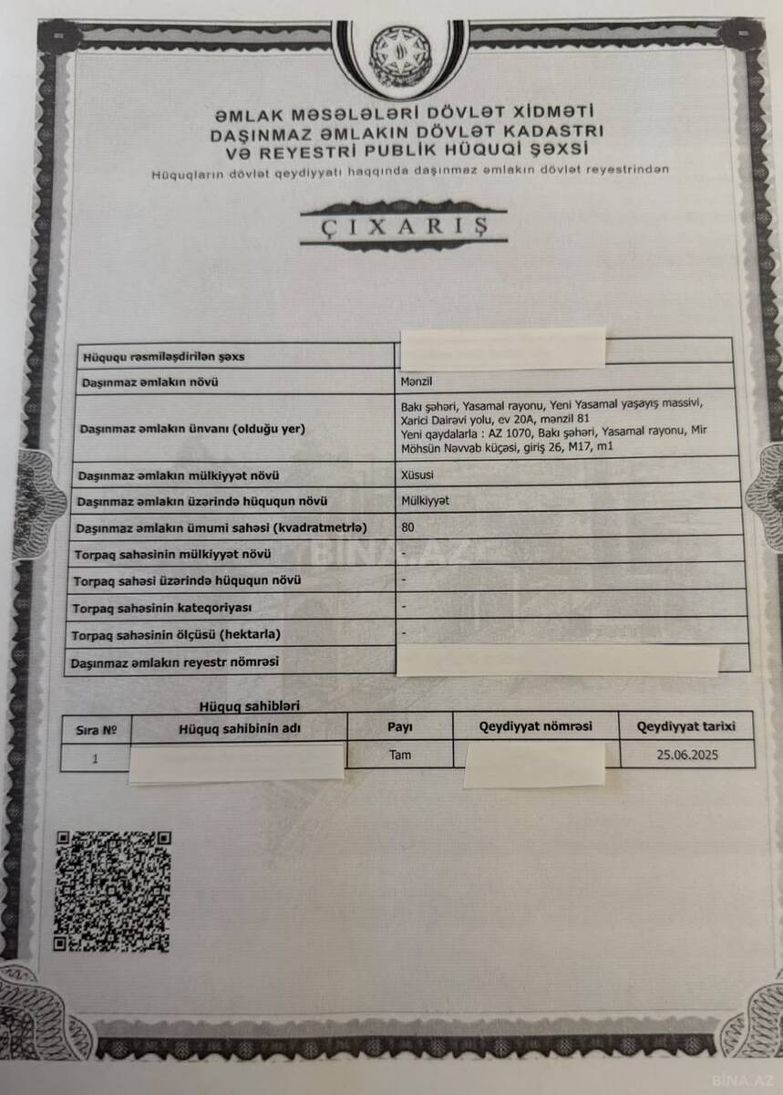 2 otaqlı Yeni tikili, Yeni Yasamal q., Bakı