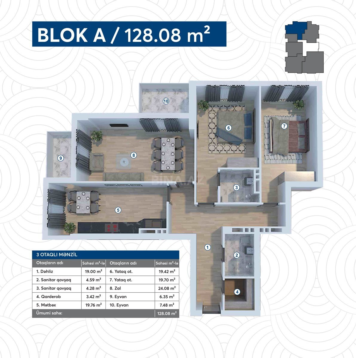 3 otaqlı Yeni tikili, Koroğlu m., Bakı