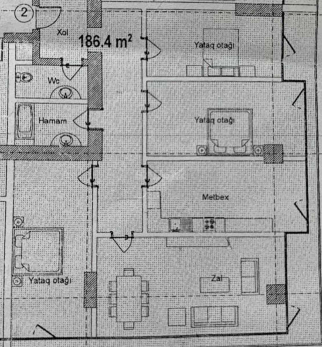 4 otaqlı Yeni tikili, Şah İsmayıl Xətai m., Bakı