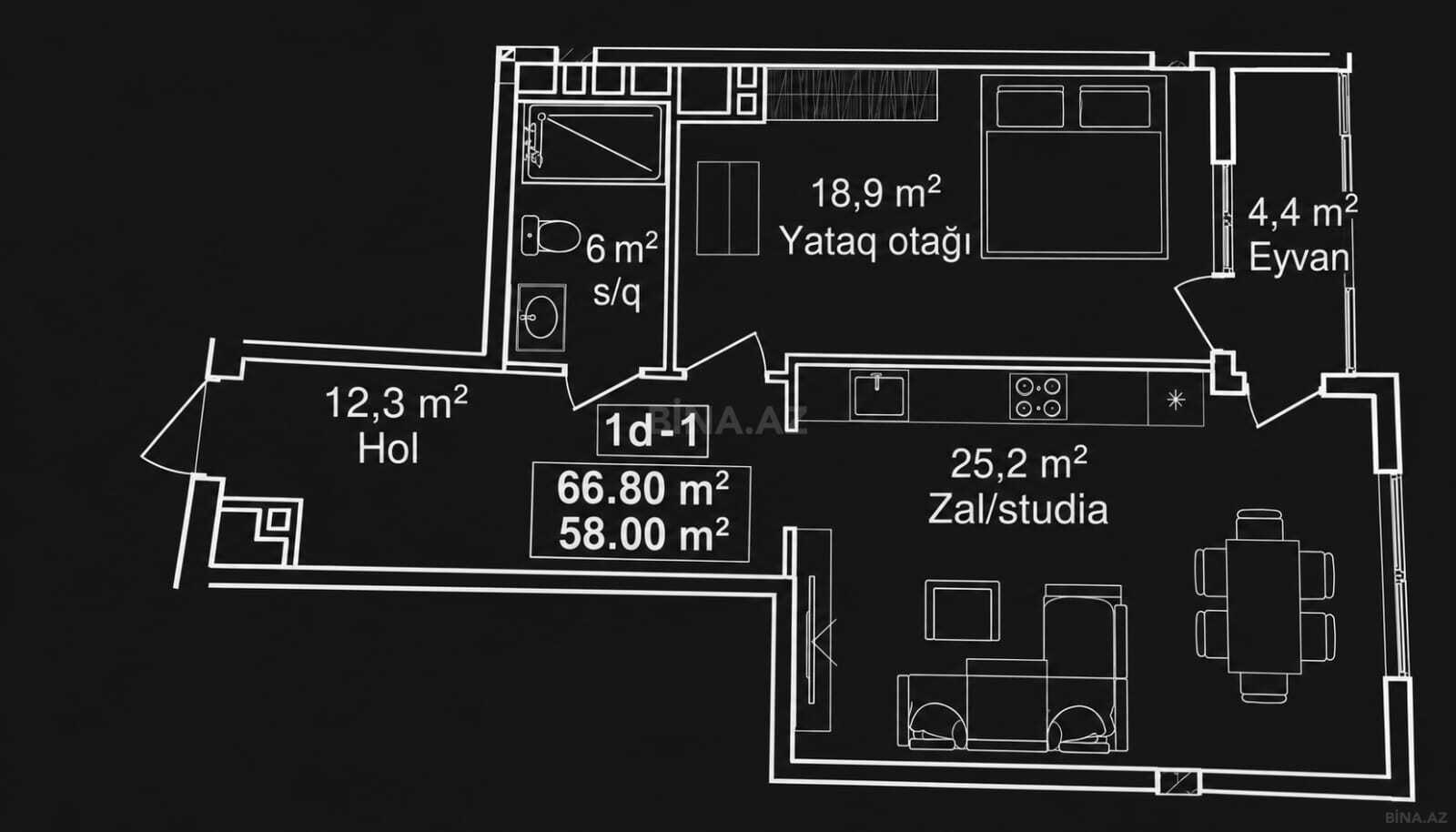 2 otaqlı Yeni tikili, 20 Yanvar m., Bakı