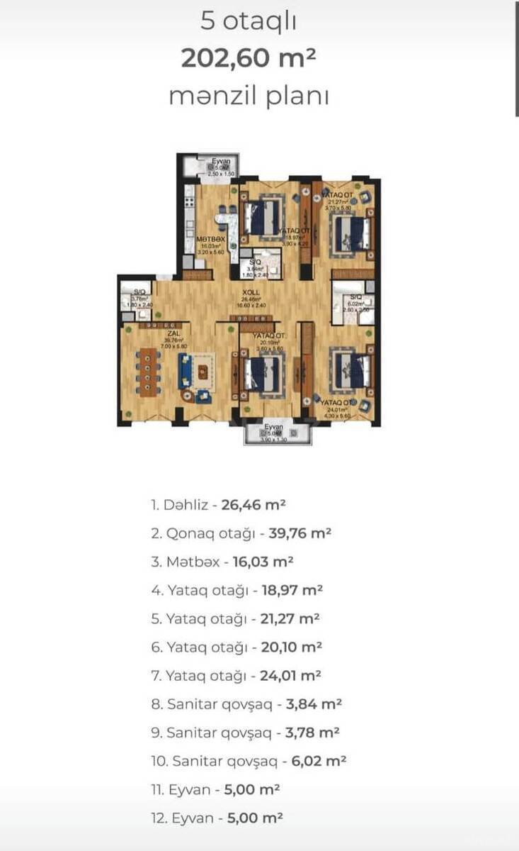 5 otaqlı mənzil satılır, Ağ şəhər, Bakı
