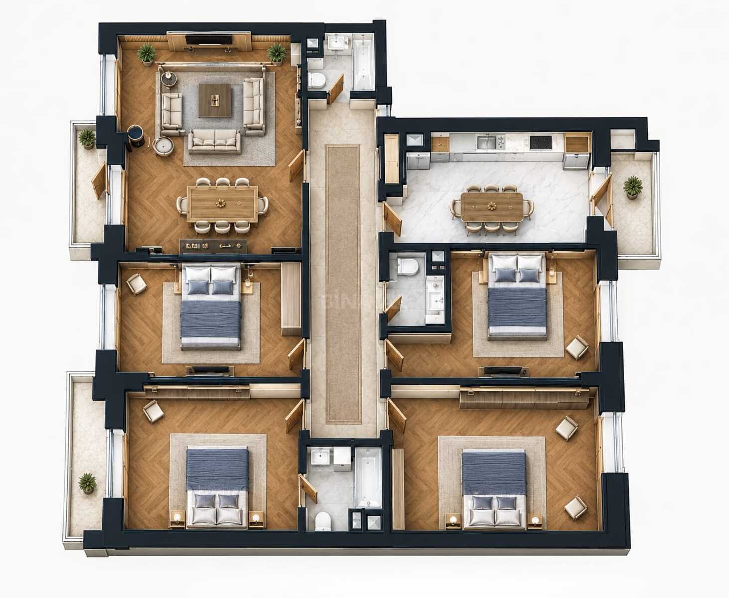 5 otaqlı mənzil satılır, Ağ şəhər, Bakı