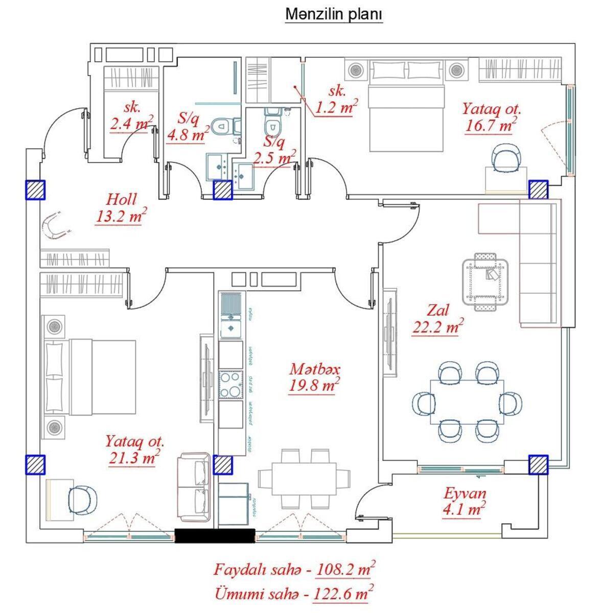 3 otaqlı mənzil satılır, 7-ci mikrorayon, Bakı