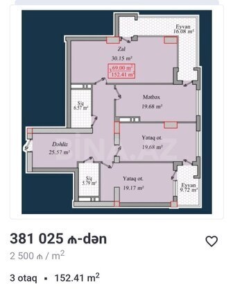 3 otaqlı Yeni tikili, Bayıl q., Bakı