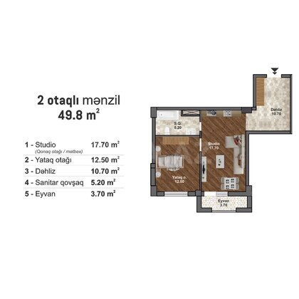 2 otaqlı Yeni tikili, Məmmədli q., Bakı