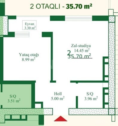2 otaqlı Yeni tikili, Nizami m., Bakı